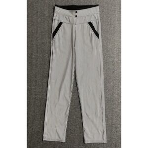 LEMITE Pants Womens Black White Striped Pull On Straight Leg Stretch Size S